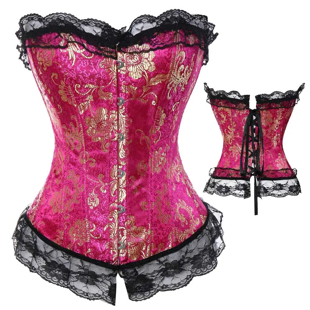 X Sexy Women Steampunk Boned Lace Up Corset