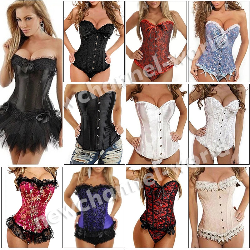 X Sexy Women Steampunk Boned Lace Up Corset