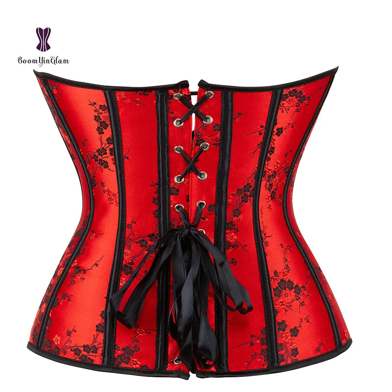 Sexy Red Floral Embroidery Corset