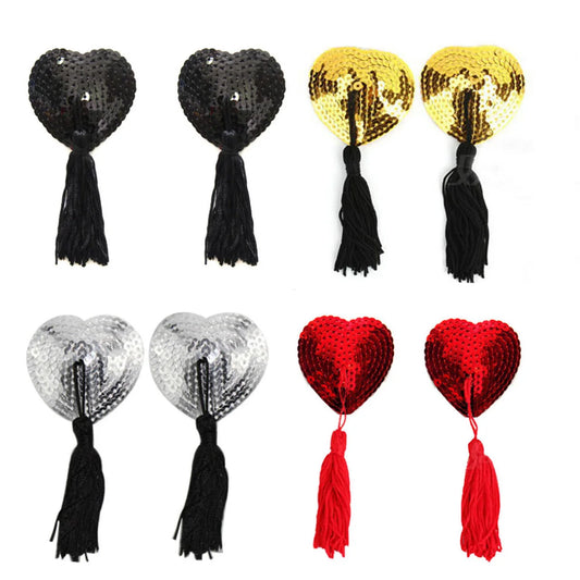 1 Pair Sexy Sequin Tassel Pasties Stickers