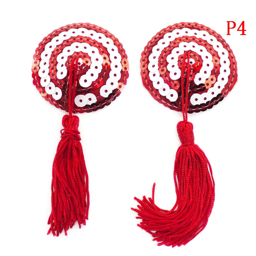 1 Pair Sexy Sequin Tassel Pasties Stickers