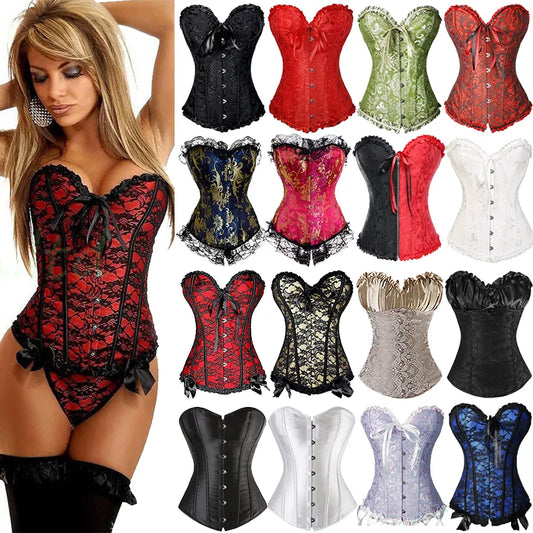 X Sexy Women Steampunk Boned Lace Up Corset